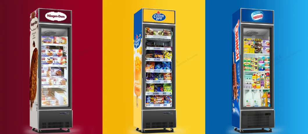 Commercial Upright Ice Cream & Frozen Foods 1 (Single) Glass Front Door Display Freezer with Digital Temperature Display Price for Sale (NW-LD380F)